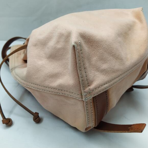 Madewell Pink Canvas Leather Trim Top Handle Drawstring Backpack - Picture 16 of 16